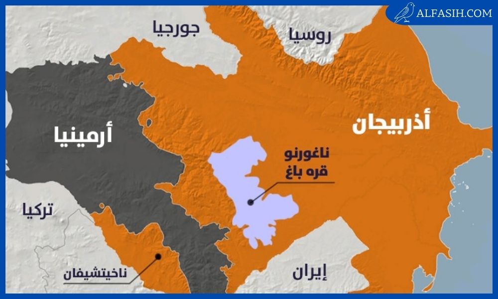 خريطة أذربيجان والدول المجاورة لها بالعربي 1