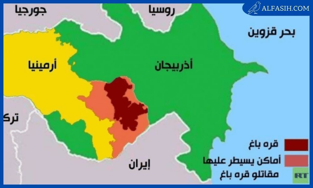 خريطة أذربيجان والدول المجاورة لها بالعربي 2
