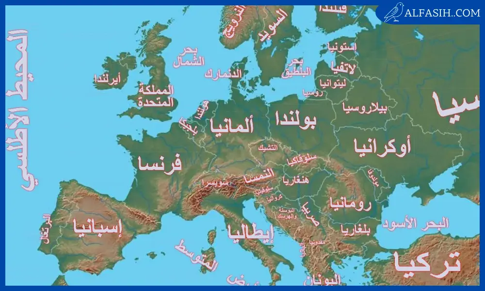 خريطة الدنمارك والدول المجاورة كاملة بالعربي2