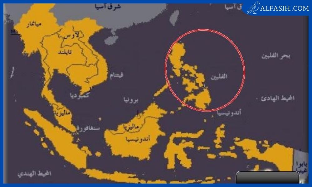 خريطة الفلبين والدول المجاورة بالعربي1