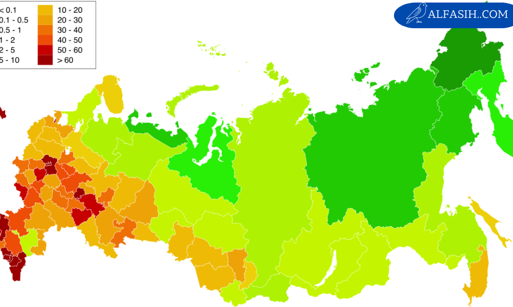 خريطة روسيا الاتحادية بالتفصيل