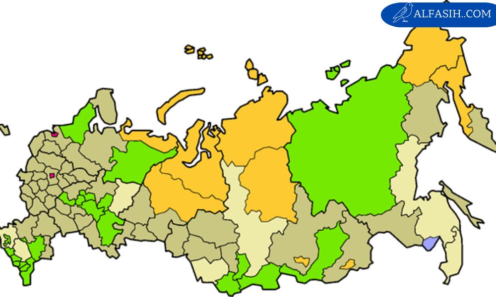 خريطة روسيا الاتحادية بالتفصيل